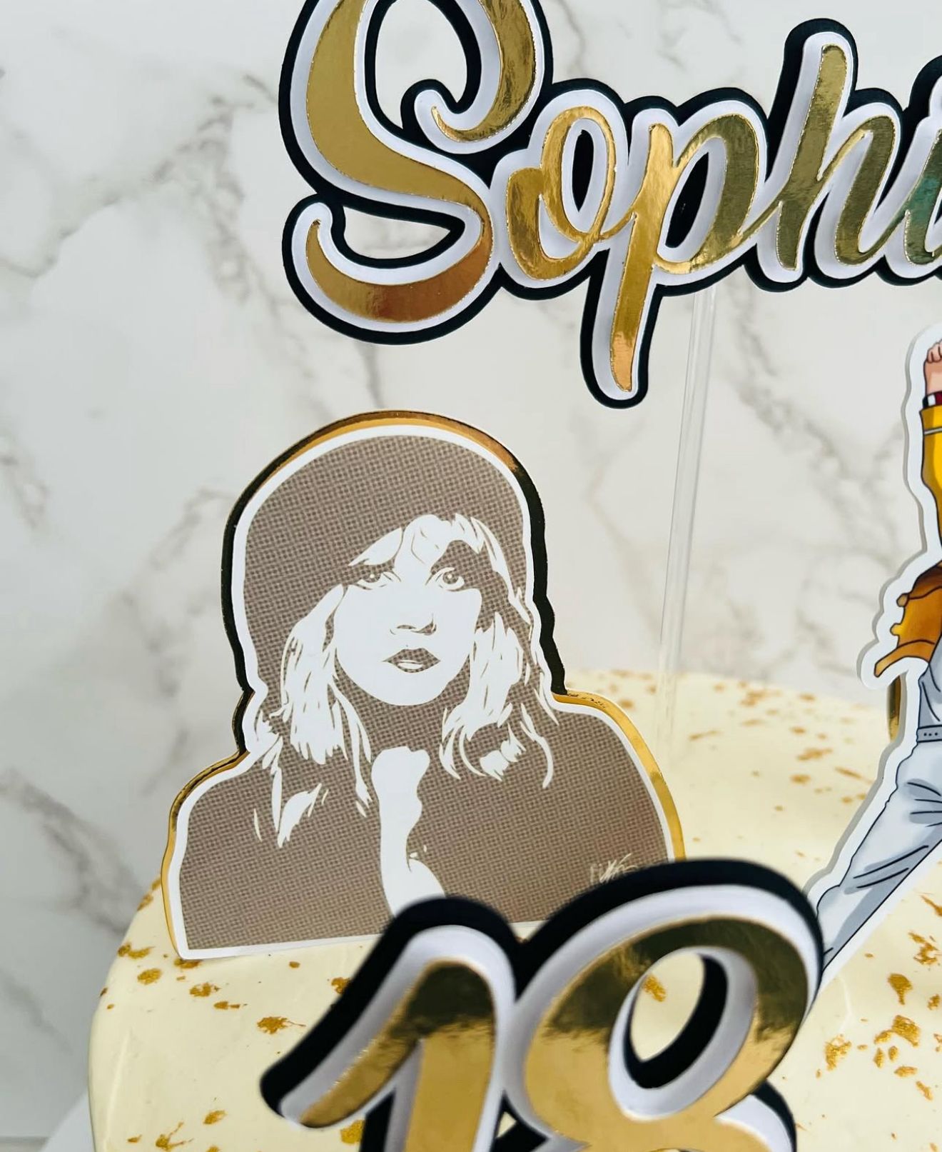 Retro Music Cake Topper | Freddie Mercury Birthday Decoration | Vinyl Record Party Supplies | 80s Theme Birthday Ideas | Personalised Music Party Decor