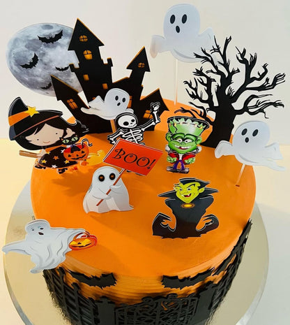 Halloween Cake Topper | Spooky Birthday Cake Decoration | Haunted House Party Supplies | Ghosts and Witches Theme Birthday Ideas | Personalised Halloween Party Decor