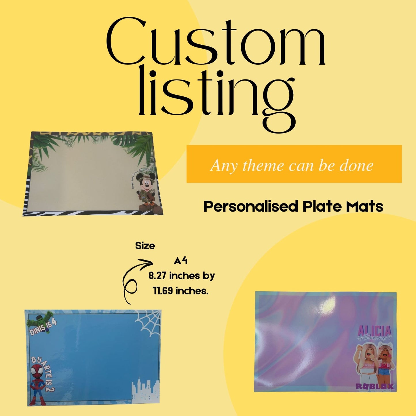 Custom Photo Party Placemats | Custom Plastic Placemats | Custom Birthday Party Placemats | Custom Birthday Placemats | Custom Party Placemats Birthday