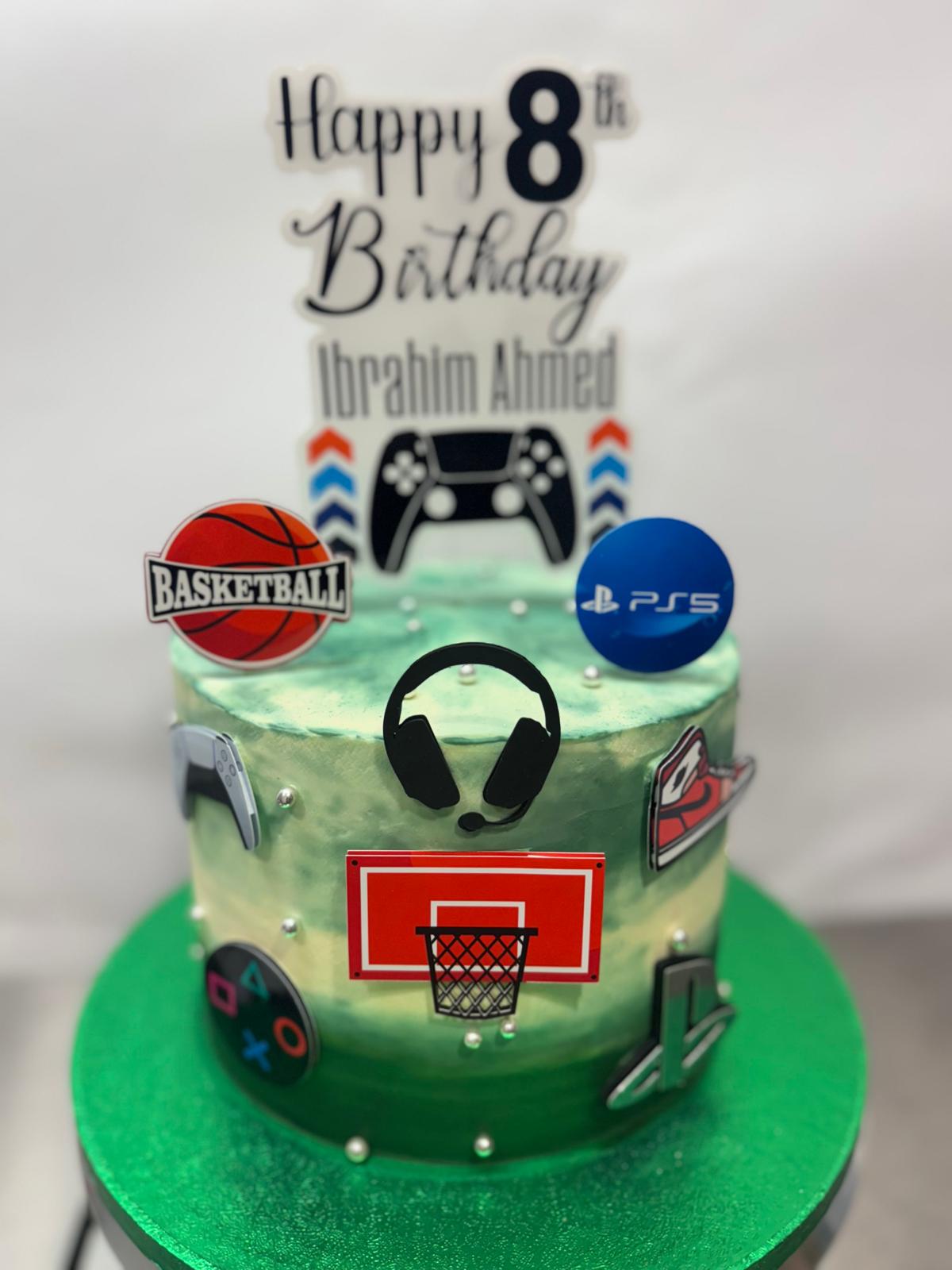 Gamer Cake Topper | Basketball Fan Cake Topper | Playstation And Baller Cake Topper | Gamer and Player Cake Ideas