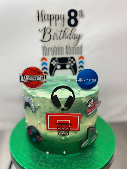 Gamer Cake Topper | Basketball Fan Cake Topper | Playstation And Baller Cake Topper | Gamer and Player Cake Ideas