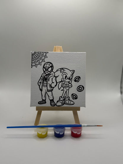 Sonic and Spiderman Mini Canvas | Sonic and Spider Man Birthday | Sonic Mini Canvas | Spiderman Mini Canvas | Sonic Party Filler | Spiderman Party Filler | Boys Party Bags Filler Ideas | Mini Colouring Canvas For Birthday