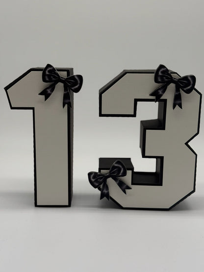 Black Bow Aesthetic 3D Numbers | Black Bow Aesthetic 3D Number | Giant 3D Numbers | Large Birthday Floor Decor | Stand Up Age Signs | Milestone Birthday Props | Big Party Table Centerpiece | Custom Birthday Backdrop Sign