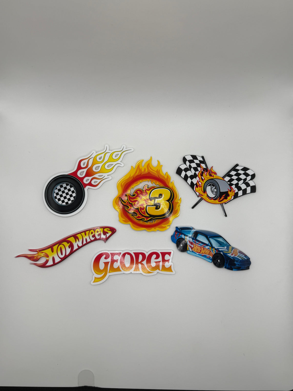 Hot Wheels Cupcake Toppers /Personalised Racing Cars Cupcake Toppers Set of 6
