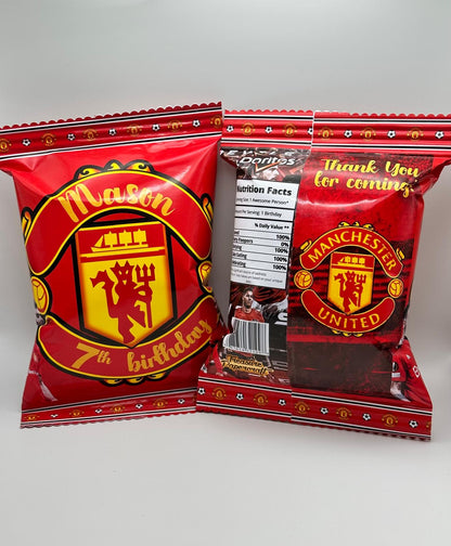 Manchester United Chip Bag | Manchester United Party Favours | Manchester United Personalised Party Supplies | Manchester United Chips | Manchester United Party Filler | Manchester United Birthday