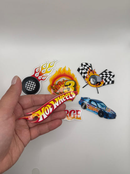 Hot Wheels Cupcake Toppers /Personalised Racing Cars Cupcake Toppers Set of 6