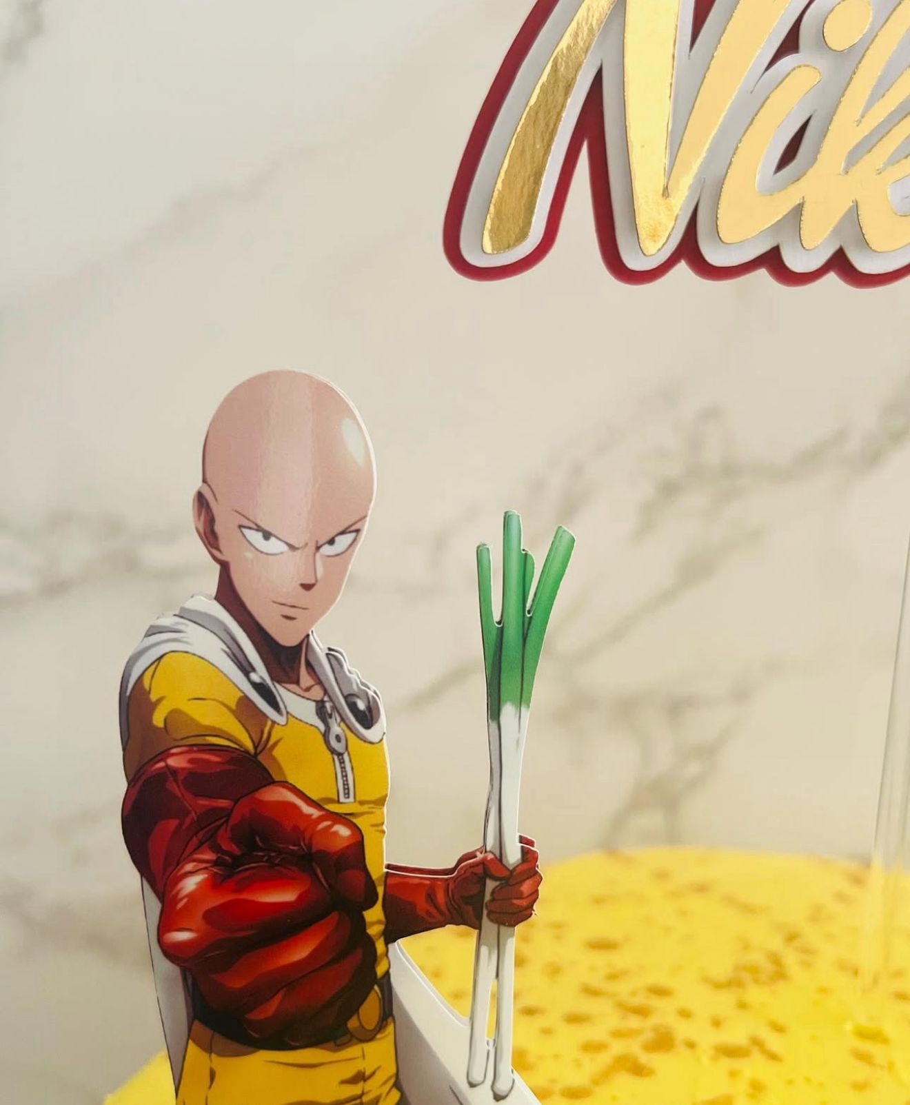 One Punch Man Cake Topper | Saitama Birthday Decoration | Anime Party Supplies | Superhero Theme Birthday Ideas | Personalised Anime Cake Decor