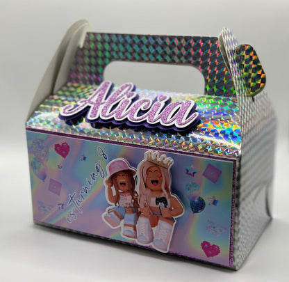 Roblox Girls Gable Box | Roblox Girls Party Box | Roblox Girls Party Boxes | Roblox Girls Birthday Decor | Roblox Girls Personalised Party Box | Roblox Girls Party Bag