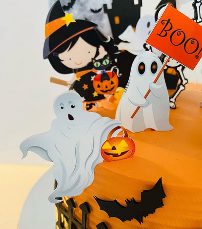 Halloween Cake Topper | Spooky Birthday Cake Decoration | Haunted House Party Supplies | Ghosts and Witches Theme Birthday Ideas | Personalised Halloween Party Decor