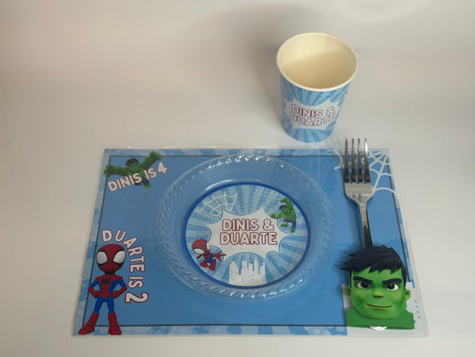 Avengers Party Tableware | Avengers Party Placemats | Avengers Party Cups | Avengers Party Plate | Avengers Party Cutlery Holder | Avengers Birthday Decoration | Avengers Party Supplies