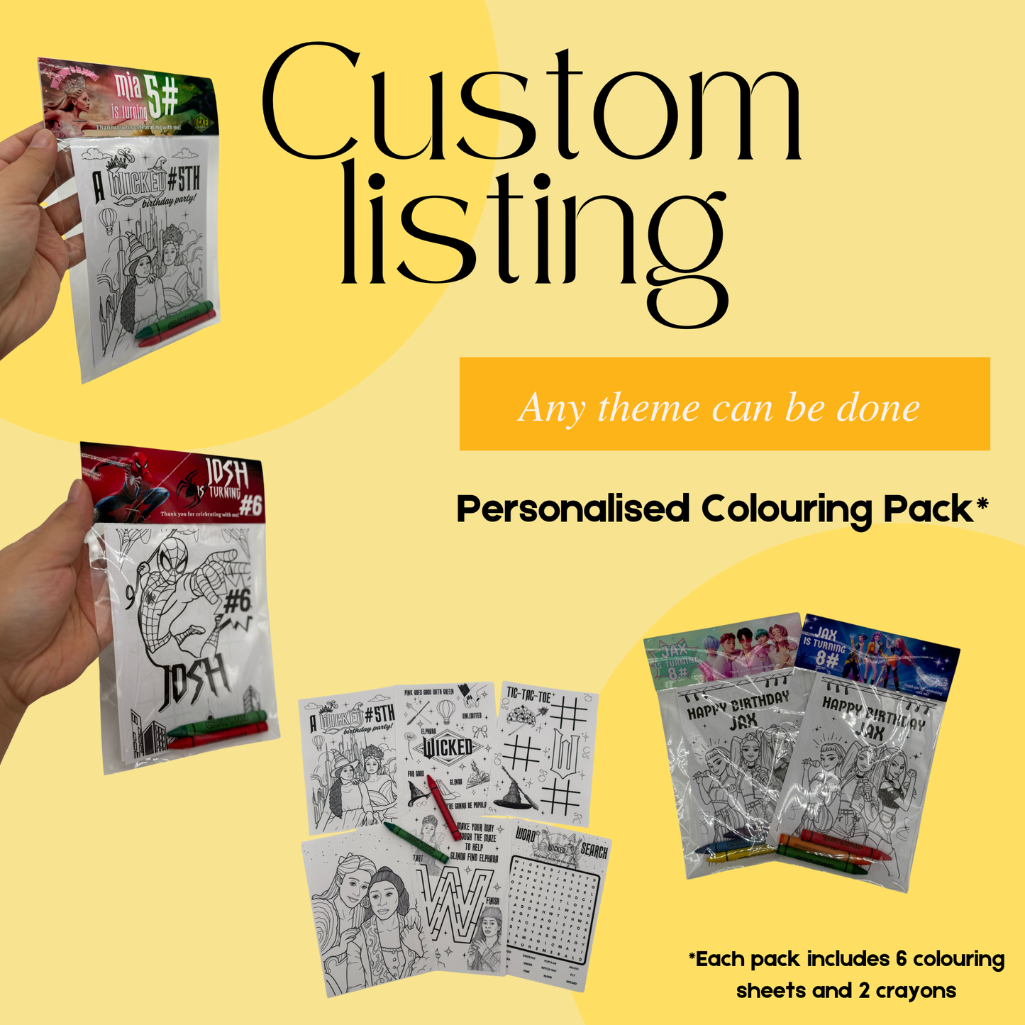 Custom Colouring Pack | Custom Colouring Sheets | Custom Party Favours | Custom Party Bag Fillers