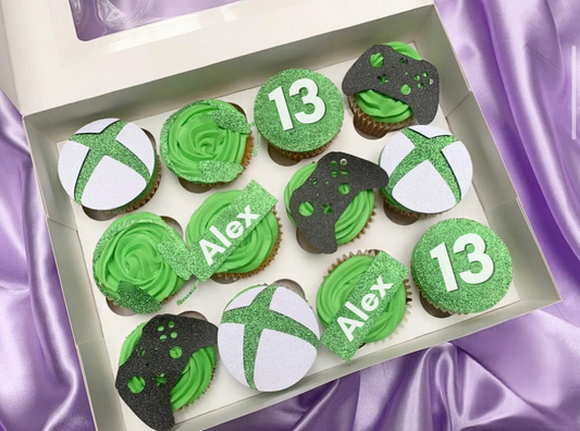 Personalised Xbox Cupcake Toppers | Xbox Birthday Party Cake Decorations | Gaming Cupcake Toppers