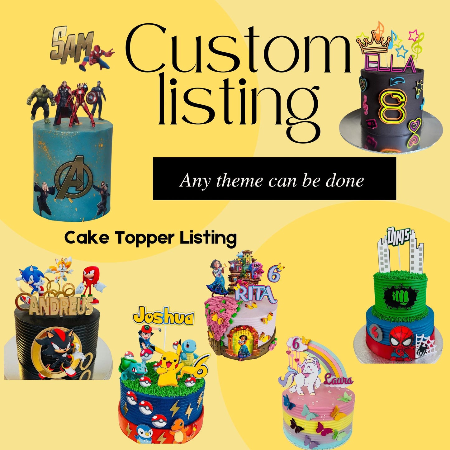 Custom Cake Topper | Custom Party Cake Topper | Custom Party Supplies | Custom Party Decor | Custom Cake Decor