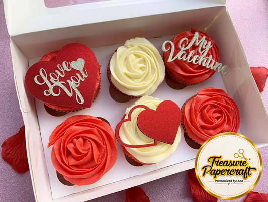 Valentine’s Day Cupcake Toppers | Valentine Cupcake Decorations | Love Heart Cake Toppers