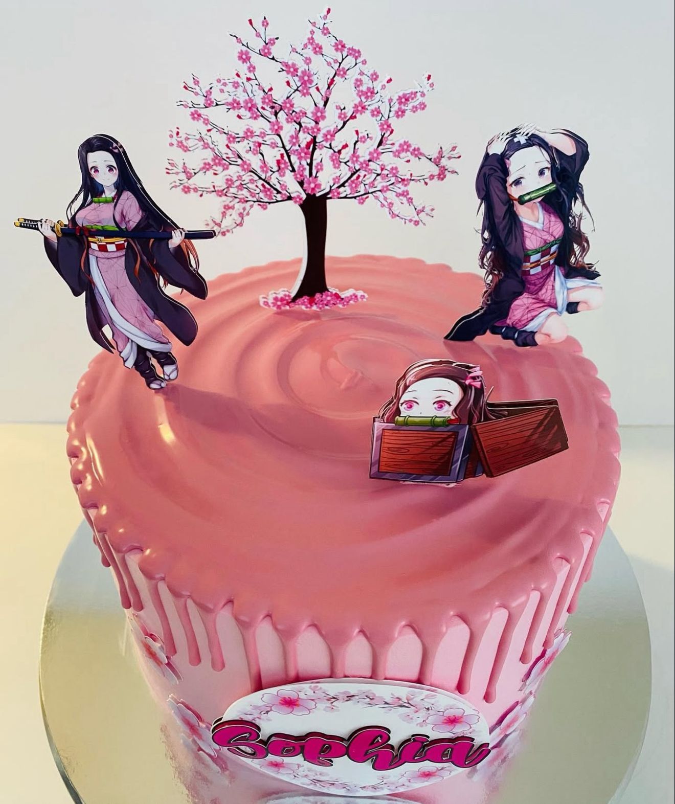 Demon Slayer Cake Topper | Nezuko Birthday Cake Decoration | Anime Party Supplies | Kimetsu no Yaiba Theme Birthday Ideas | Personalised Demon Slayer Party Decor