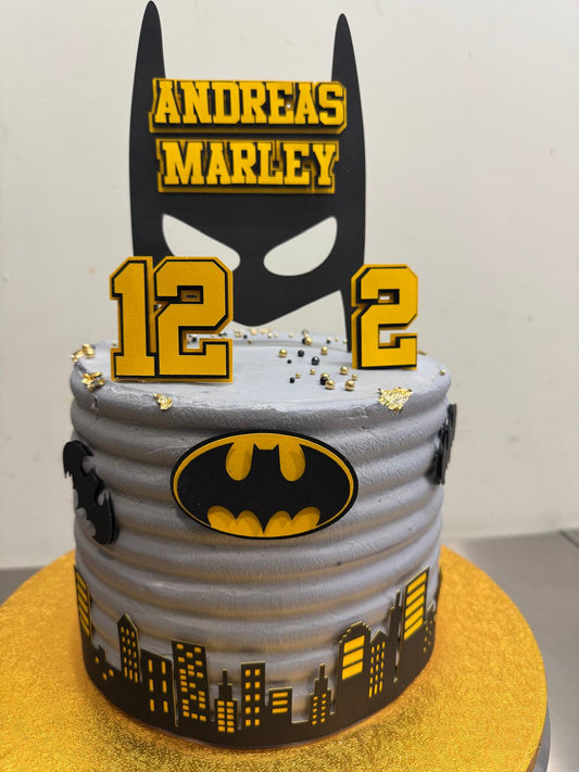 Batman Cake Topper | Batman Birthday Cake Decoration | Superhero Party Supplies | Gotham City Theme Birthday Ideas | Personalised Batman Party Decor