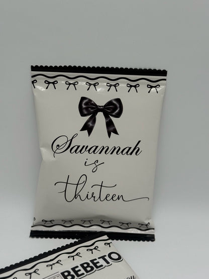 Bebeto Black Bow Aesthetic Birthday | Personalised Harribo Black Bow Birthday | Personalised Black Bow Aesthetic Party Favours