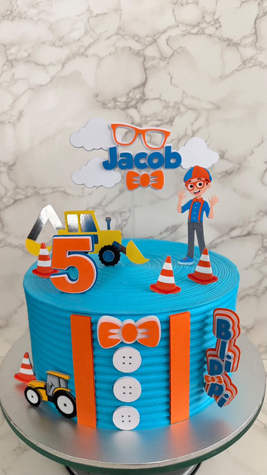 Blippi Construction Birthday Cake Topper Set | Personalised Blippi Cake Ideas