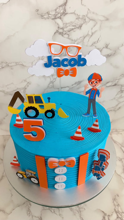 Blippi Construction Birthday Cake Topper Set | Personalised Blippi Cake Ideas