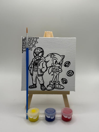Sonic and Spiderman Mini Canvas | Sonic and Spider Man Birthday | Sonic Mini Canvas | Spiderman Mini Canvas | Sonic Party Filler | Spiderman Party Filler | Boys Party Bags Filler Ideas | Mini Colouring Canvas For Birthday