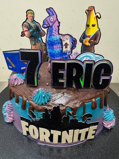Fortnite Cake Topper | Gamer Birthday Party Decoration | Battle Royale Theme Cake Decor | Personalised Fortnite Party Supplies | Video Game Birthday Ideas