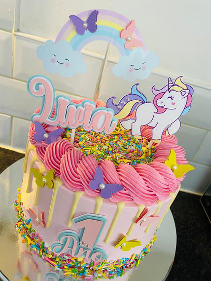Unicorn Cake Topper | Unicorn Birthday | Unicorn Birthday Party | Cute Girls Cake Topper | Cute Girls Unicorn Cake | Unicorn Pastel Colours | Unicorn Cake Ideas