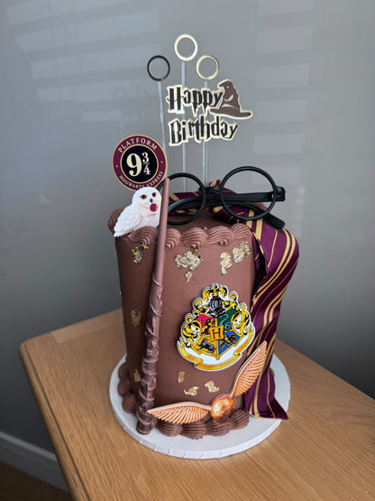 Personalised Harry Potter Cake Topper Decorations | Hogwarts Crest, Golden Snitch & Lightning Bolt