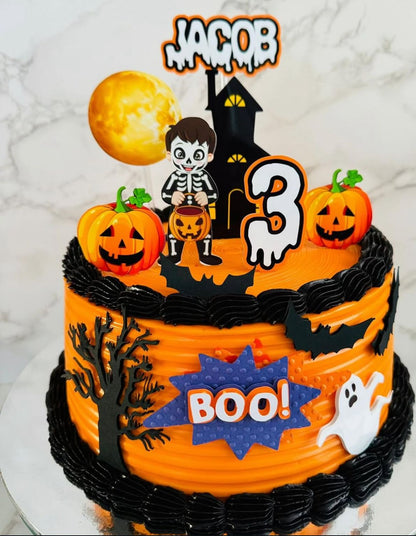 Halloween Cake Topper | Spooky Birthday Cake Decoration | Haunted House Party Supplies | Ghosts and Witches Theme Birthday Ideas | Personalised Halloween Party Decor