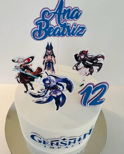 Genshin Impact Cake Topper | Genshin Birthday Cake Decoration | Anime Game Party Supplies | RPG Theme Birthday Ideas | Personalised Genshin Impact Party Decor
