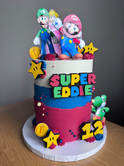 Super Mario Cake Topper | Super Mario Birthday | Mario Bros Cake Topper | Mario Kart Cake Topper | Super Mario Party Decor | Boys Cake Topper | Personalised Mario Party Supplies | Mario Bros Party