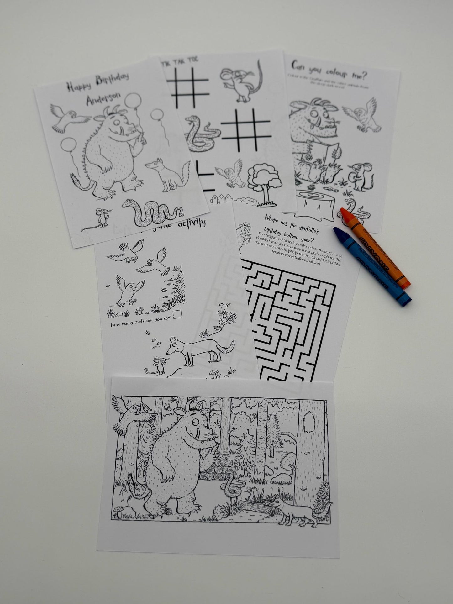 Gruffalo Colouring Sheets | Gruffalo Party Favours | Gruffalo Party Bag Fillers