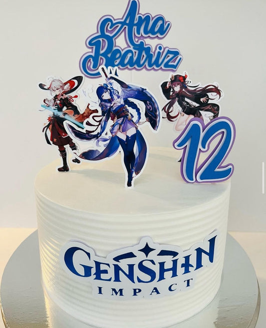Genshin Impact Cake Topper | Genshin Birthday Cake Decoration | Anime Game Party Supplies | RPG Theme Birthday Ideas | Personalised Genshin Impact Party Decor