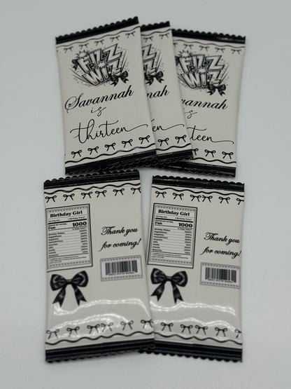 Popping Candy Fiz Wiz Black Bow Aesthetic Party Favour | Fiz Wiz Personalised Party Favour