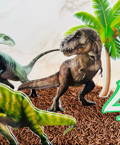 Dinosaur Cake Topper | Jurassic Birthday Cake Decoration | Prehistoric Party Supplies | T-Rex Theme Birthday Ideas | Personalised Dinosaur Party Decor