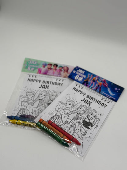 Kpop Demon Hunters Colouring Sheets | Kpop Demon Hunters Party Favours | Kpop Demon Hunters Party Bag Fillers | Saja Boys Colouring Sheets