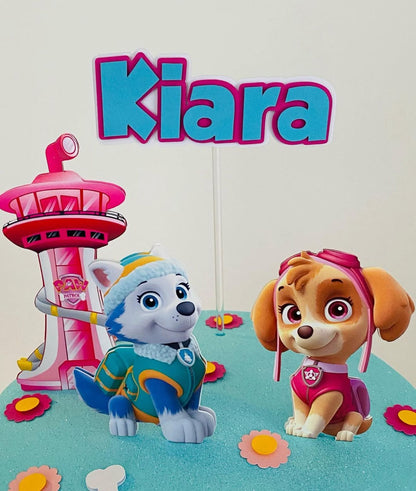 Paw Patrol Cake Topper | Skye and Everest Birthday Cake Decoration | Puppy Party Supplies | Paw Patrol Girls Theme Birthday Ideas | Personalised Paw Patrol Party Decor