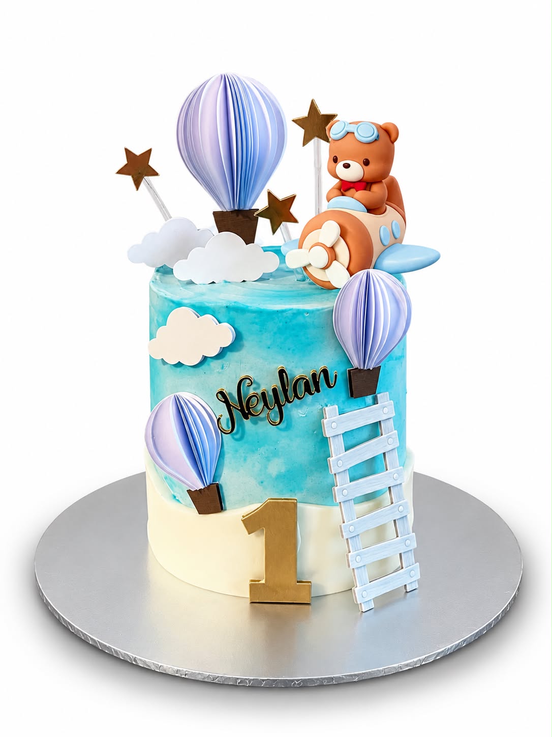 Little Pilot Teddy Bear Cake Topper Set | Airplane Birthday Cake Decorations Baby Boy | Party 1st Celebration