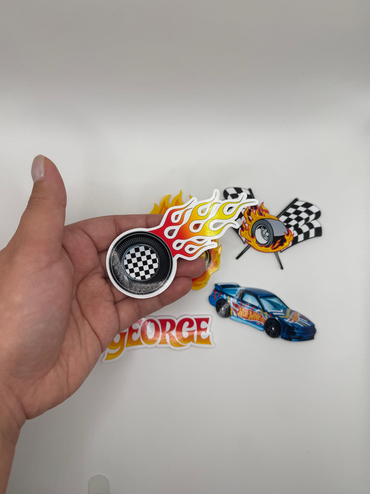 Hot Wheels Cupcake Toppers /Personalised Racing Cars Cupcake Toppers Set of 6