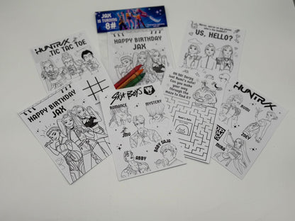 Kpop Demon Hunters Colouring Sheets | Kpop Demon Hunters Party Favours | Kpop Demon Hunters Party Bag Fillers | Saja Boys Colouring Sheets