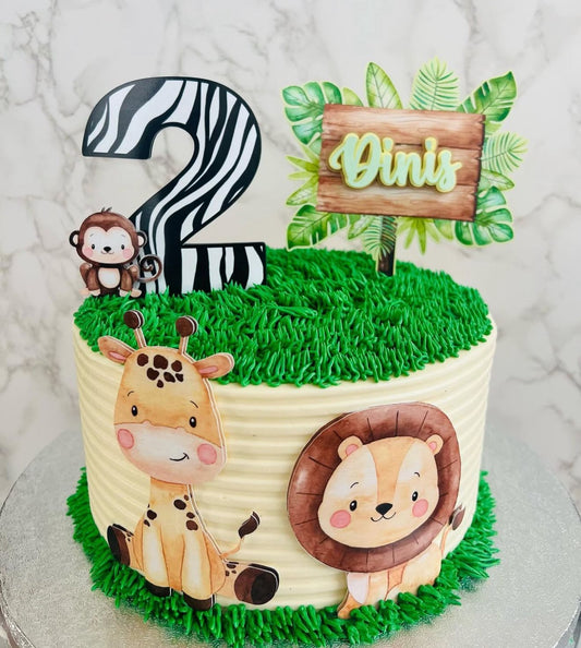 Safari Cake Topper | Jungle Birthday Cake Decoration | Wild Animals Party Supplies | Safari Theme Birthday Ideas | Personalised Jungle Party Decor