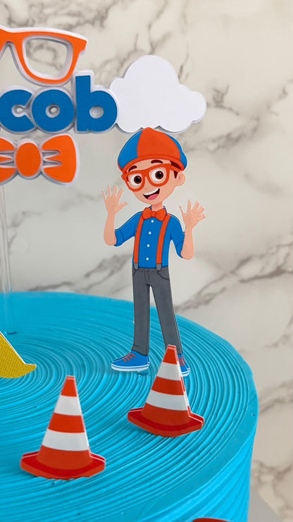 Blippi Construction Birthday Cake Topper Set | Personalised Blippi Cake Ideas