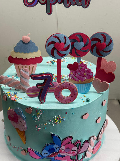 Stitch and Angel Cake Topper | Lilo and Stitch Birthday Party Decoration | Cute Couple Theme Cake Decor | Personalised Stitch and Angel Party Supplies | Disney Birthday Ideas