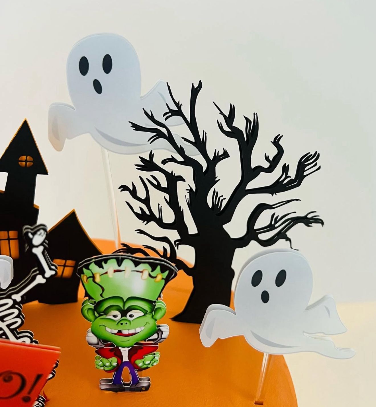 Halloween Cake Topper | Spooky Birthday Cake Decoration | Haunted House Party Supplies | Ghosts and Witches Theme Birthday Ideas | Personalised Halloween Party Decor