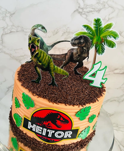 Dinosaur Cake Topper | Jurassic Birthday Cake Decoration | Prehistoric Party Supplies | T-Rex Theme Birthday Ideas | Personalised Dinosaur Party Decor