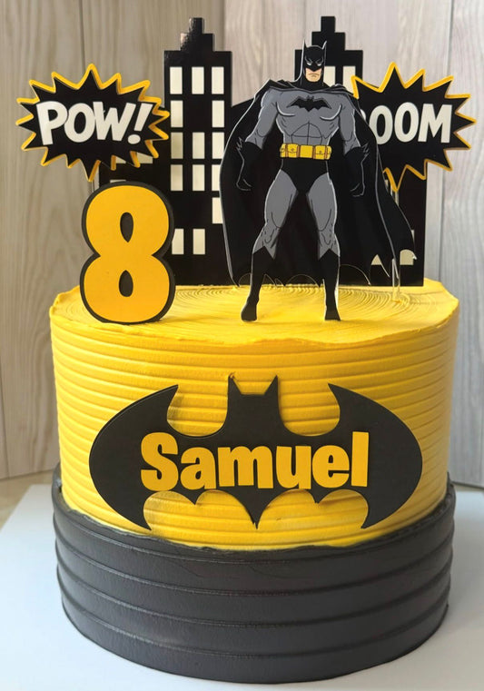 Batman Cake Topper | Batman Birthday Cake Decoration | Superhero Party Supplies | Gotham City Theme Birthday Ideas | Personalised Batman Party Decor