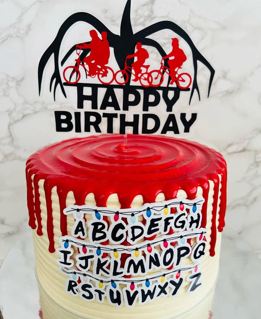 Stranger Things Cake Topper | Stranger Things Birthday Decoration | Netflix Party Supplies | Hawkins Theme Birthday Ideas | Personalised Stranger Things Party Decor