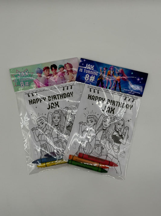 Kpop Demon Hunters Colouring Sheets | Kpop Demon Hunters Party Favours | Kpop Demon Hunters Party Bag Fillers | Saja Boys Colouring Sheets