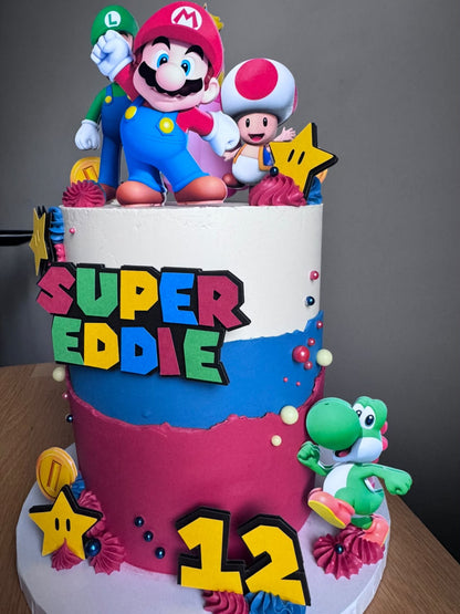 Super Mario Cake Topper | Super Mario Birthday | Mario Bros Cake Topper | Mario Kart Cake Topper | Super Mario Party Decor | Boys Cake Topper | Personalised Mario Party Supplies | Mario Bros Party