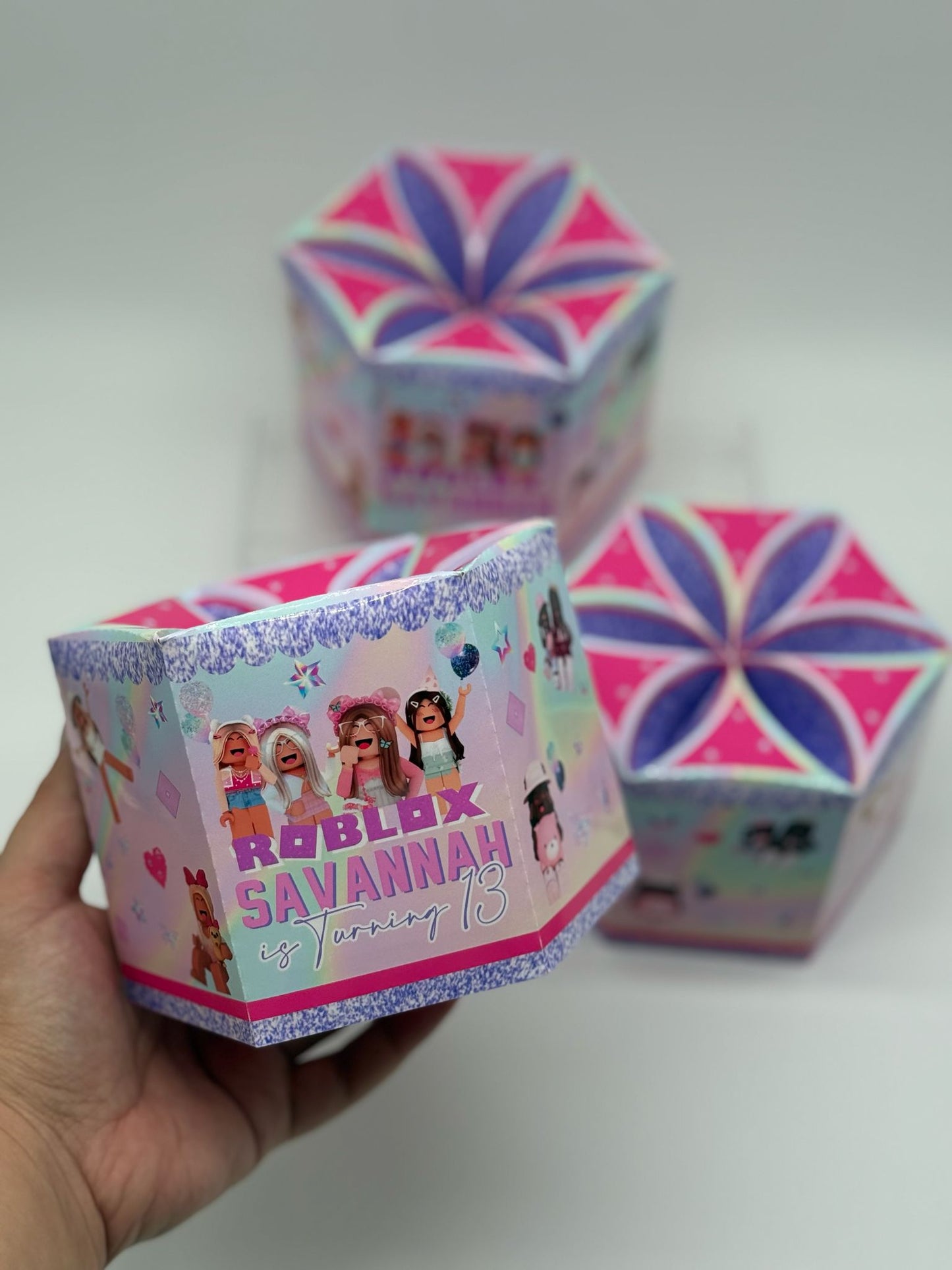 Personalised Table Centre Pieces | Personalised Girls Roblox Centre Pieces | Personalised Birthday Centre Pieces