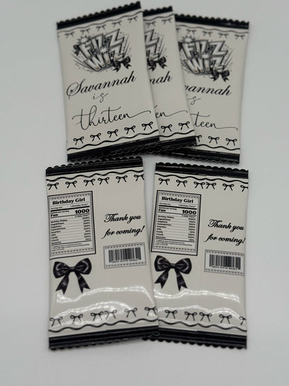 Popping Candy Fiz Wiz Black Bow Aesthetic Party Favour | Fiz Wiz Personalised Party Favour